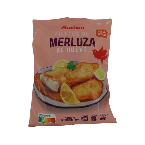 AUCHAN Filetes de merluza al huevo, ultracongelados 600 g. Producto Alcampo