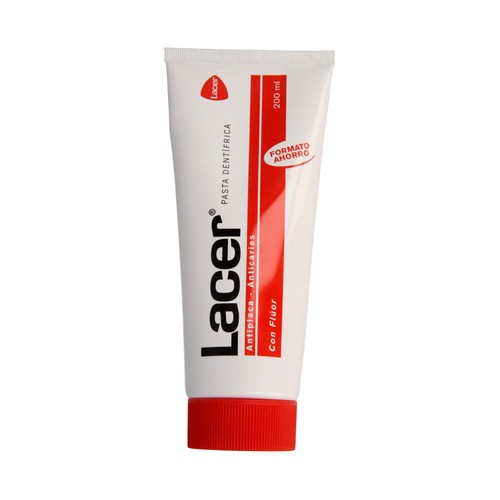 Pasta de dientes con fluor y acción anticaries, antiplaca, antimicrobiana y astringente LACER 200 ml.