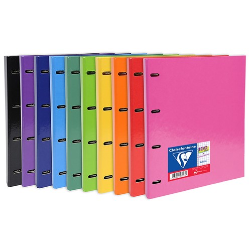 Archivador de 4 anillas, separadores y recambio de tamaño DIN A4 con cuadrícula de 4x4mm y 100 hojas de 90 gramos, CLAIREFONTAINE.