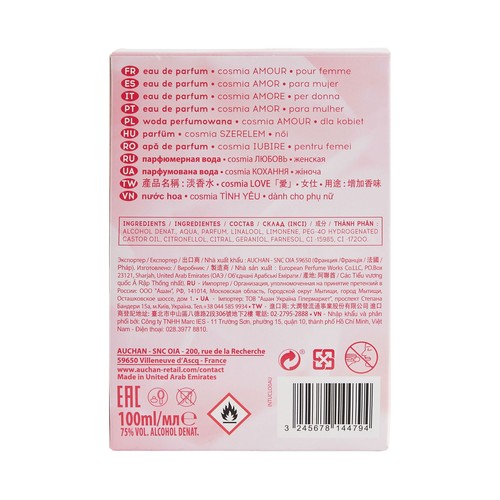 COSMIA Love Eau de parfum (agua de colonia) para mujer con vaporizador en spray 100 ml.