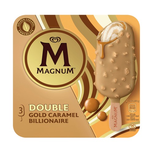 MAGNUM Bombón helado sabor galleta y nueces de pecán son salsa de caramelo salado 3 x 88 ml.
