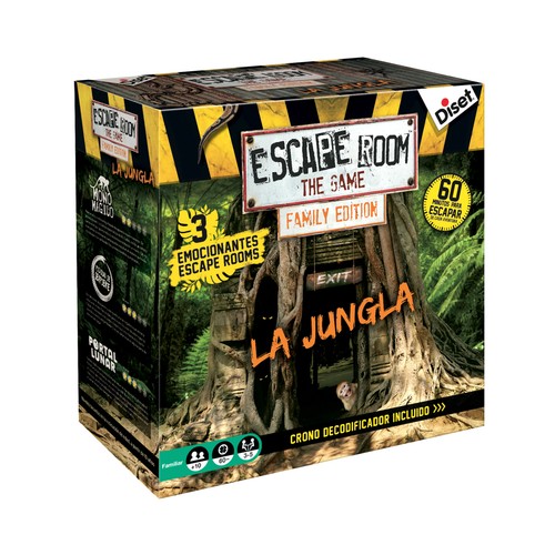 Juego de mesa de lógica y deducción Escape Room Family Edition La jungla, de 3 a jugadores, DISET.