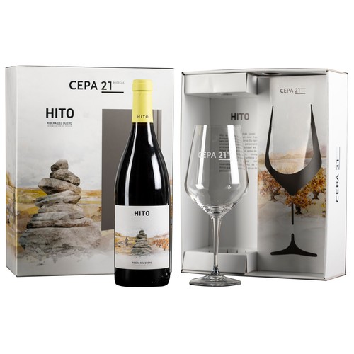 HITO Estuche con vino tinto con D.O. Ribera del Duero + copa.