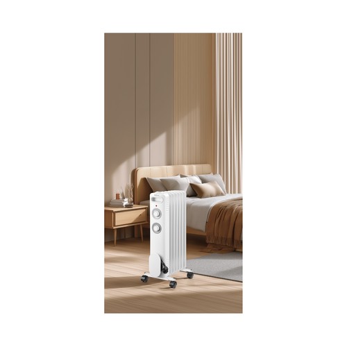 Radiador de aceite QILIVE Q.6289 blanco, 1500W, 4 niveles.
