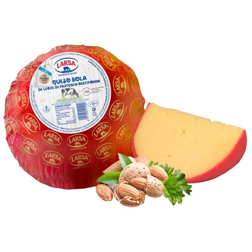 LARSA Queso bola madurado elaborado con leche de pastoreo certificada, pieza.