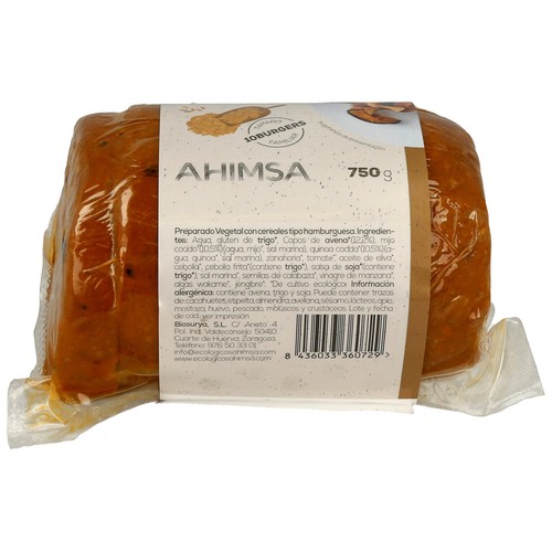 AHIMSA Burguer vegetal de cereales ecológico AHIMSA 750 g.