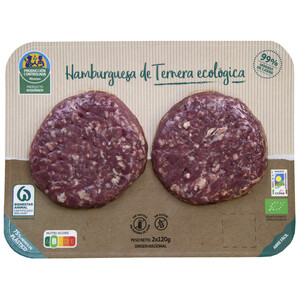 Hamburguesas de tenernera ecológica ALCAMPO PRODUCCIÓN CONTROLADA ECOLÓGICO 2 x 120 g.