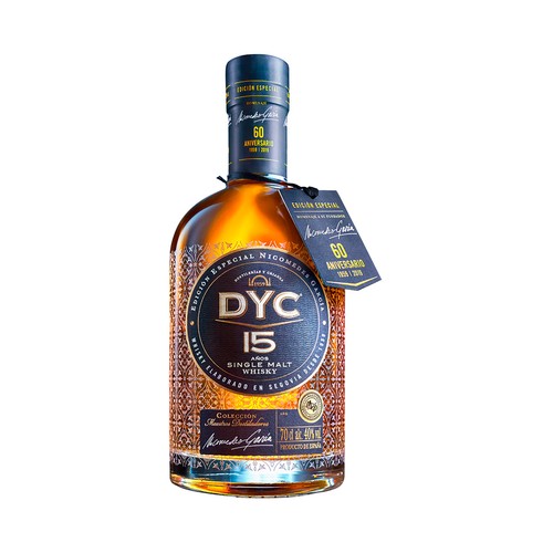 DYC Whisky single malt nacional 15 años botella 75 cl.