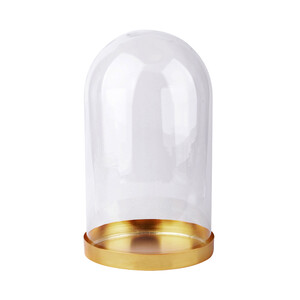 Imagen de Campana cristal con base metálica dorada 12,5x19 centímetros, ACTUEL.