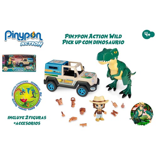 Pickup con dinosaurio y un muñeco PINYPON ACTION.