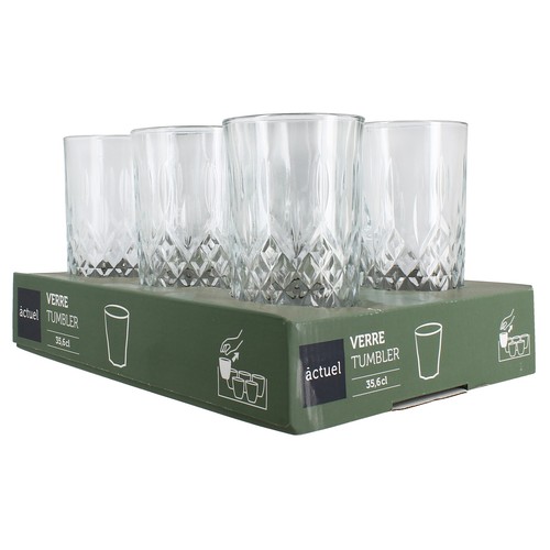 Vaso de vidrio en relieve de 40cl, ACTUEL