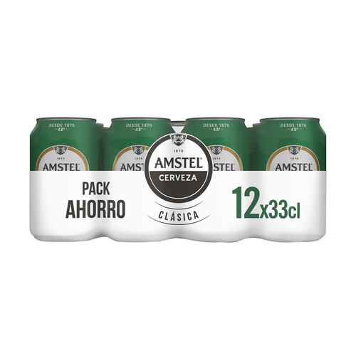 Cervezas AMSTEL CLÁSICA pack de 12 latas de 33 cl.