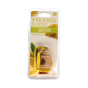 Ambientador de coche con perfumador de madera para colgar con olor a limón PARADISE SCENTS.