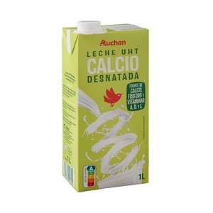 Imagen de AUCHAN Leche desnatada de vaca, enriquecida con calcio 1 l. Producto Alcampo