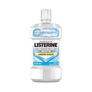 LISTERINE Enjuague bucal con acción blanqueadora y sabor suave a menta LISTERINE Advanced white 500 ml.