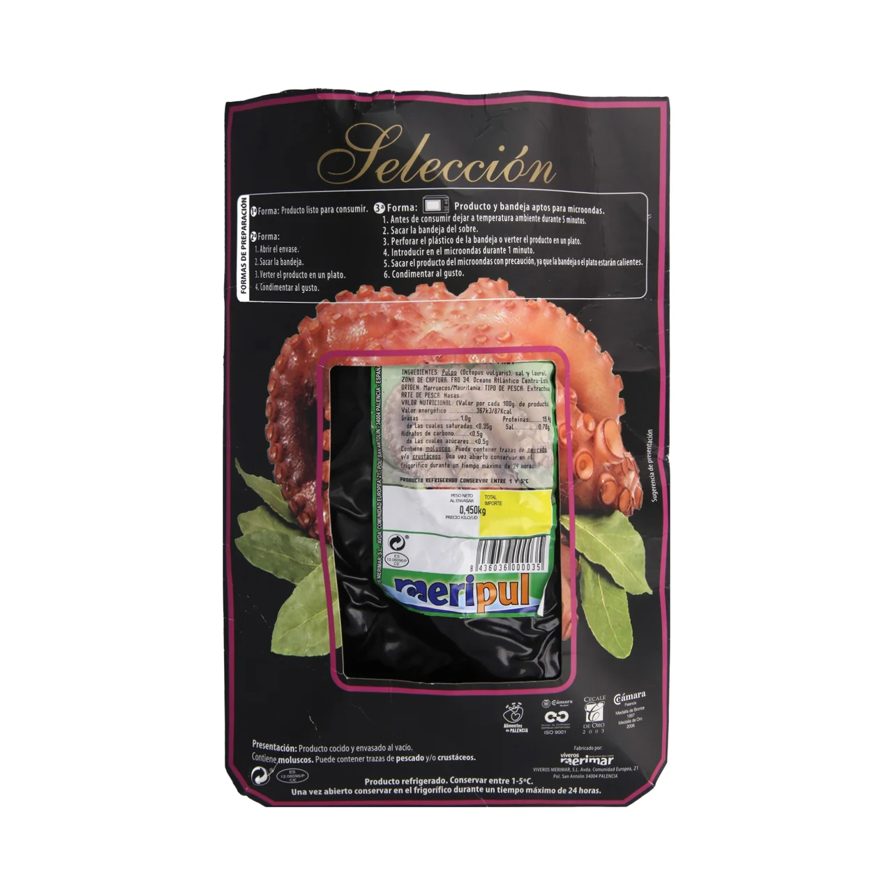 MERIPUL Pulpo entero cocido selección MERIPUL 450 g.