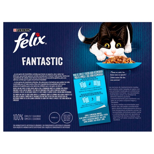FELIX Comida para gatos húmeda a base de pescado 12 uds x 85 gr