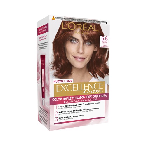 L´ORÉAL PARIS Tinte de pelo permanente tono 5.6 Caoba L´ORÉAL PARIS Excellence creme.