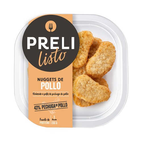 PRELI Nuggets de pollo elaborados a partir de pechuga de pollo 200 g.