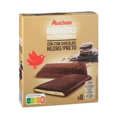 PRODUCTO ALCAMPO Barritas multivitaminas con chocolate negro 120 g.