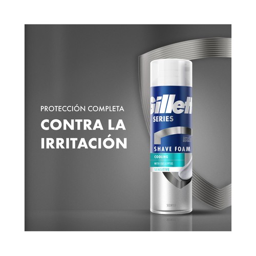 GILLETTE Espuma de afeitar refrescante con eucalipto, para pieles sensibles GILLETTE Series 200 ml.