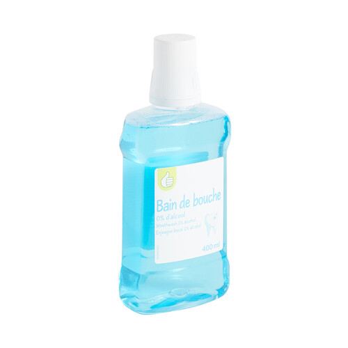 PRODUCTO ECONÓMICO ALCAMPO Enjuague bucal sin alcohol, de uso diario y con sabor a menta 400 ml.