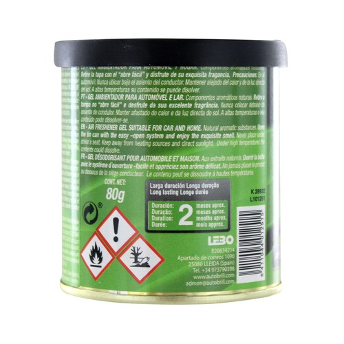 Ambientador en gel para coche, en envase de lata y con olor a lima AUTOBRILL.