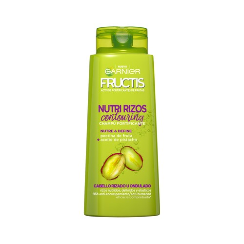 FRUCTIS Nutri rizos Champú fortificante sin parabenos, para cabello rizado u ondulado 690 ml.
