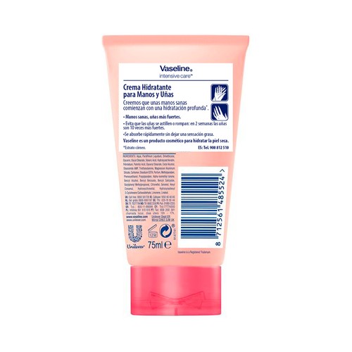 VASELINE Crema hidratante y fortificante con keratina, para manos y uñas VASELINE 75 ml.