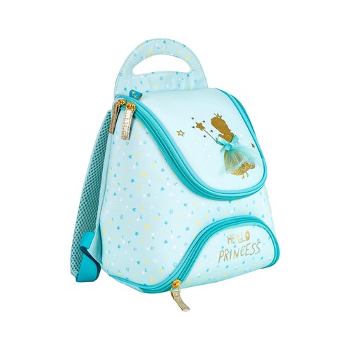 Mochila preescolar diseño de princesa, color azul, PRODUCTO ALCAMPO, 24x25x13cm.