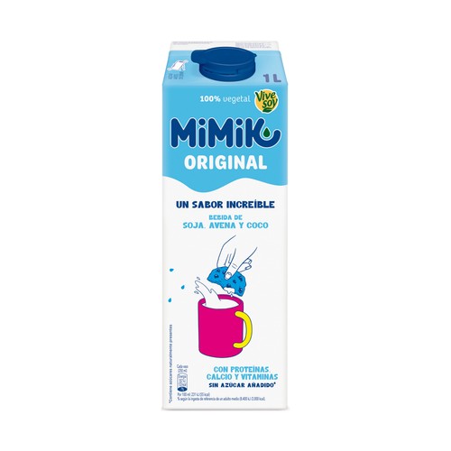 MIMIK de Vivesoy Bebida vegetal de avena y soja 1 l.