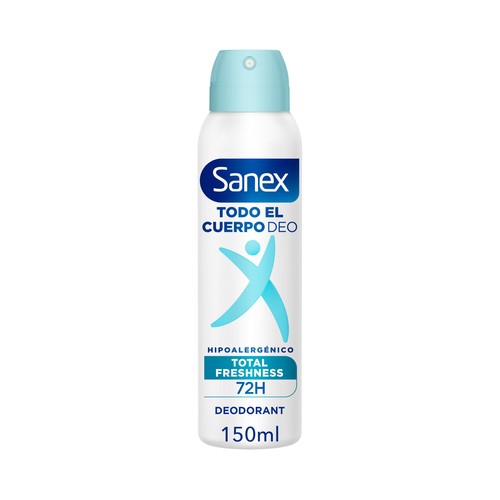 SANEX Total freshness Desodorante en spray unisex para todo el cuerpo (manos, axilas, zonas íntimas ...) 150 ml.