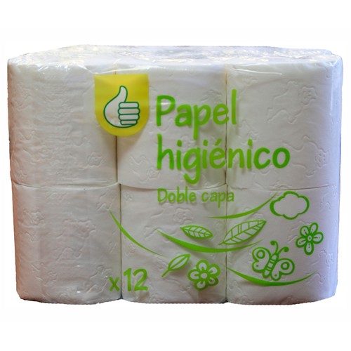 Papel higiénico de doble capa PRODUCTO ALCAMPO 12 uds.