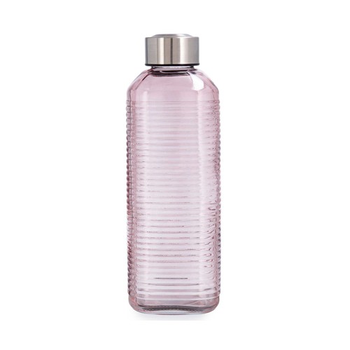 Botella 1L vidrio rosa, con tapón rosca inox Velvet QUID
