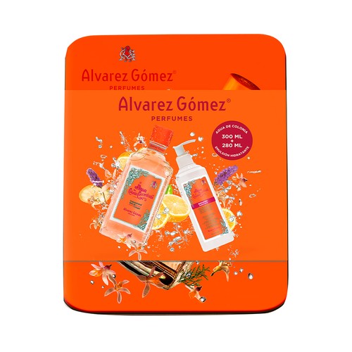 ALVAREZ GÓMEZ Orange Estuche (lata) con colonia concentrada (150 ml) y emulsión hidratante (280 ml).