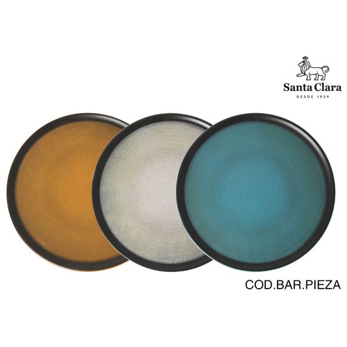 Plato pizza 30cm stoneware, modelo Piamonte surtido. SANTA CLARA