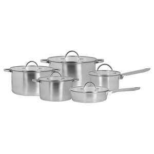 Imagen de Bateria de cocina, acero inoxidable, 5 piezas con tapa, ALCAMPO.