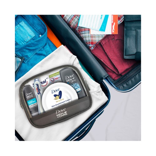 DOVE Men + care Neceser de viaje con productos para la higiene masculina.