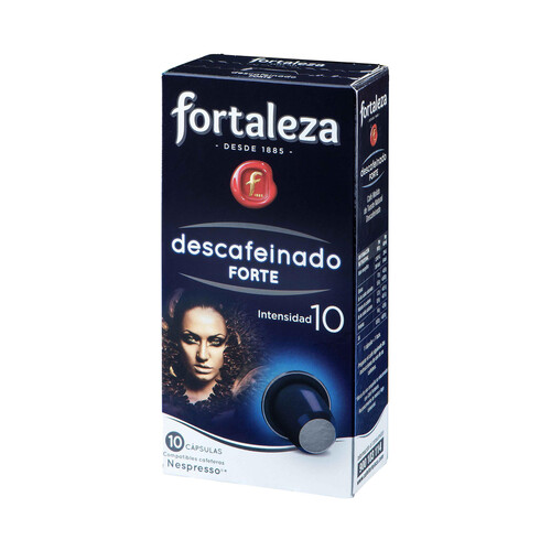 FORTALEZA Café de tueste natural descafeinado forte en cápsulas compatibles con Nespresso, 10 uds.
