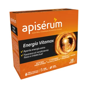 APISÉRUM Complemento alimenticio con jalea real vitaminada en cómodos viales APISÉRUM Energía vitamax 18 uds.