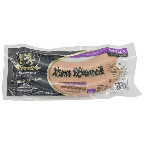 LEO BOECK Salchichas de cerdo cocidas en tripa natural tipo Cervela LEO BOECK 2 uds.