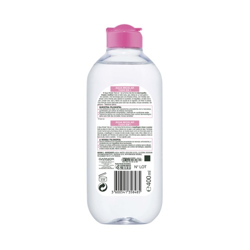 GARNIER Skin acitve Agua micelar todo en uno, para todo tipo de pieles 400 ml.