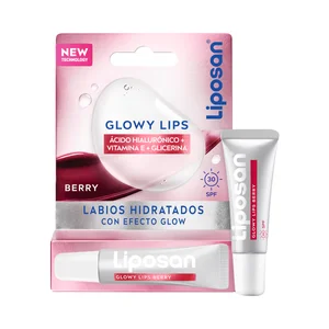 LIPOSAN Glowy Protector labial hidratante con color (berry) y efecto glow y FPS 30.