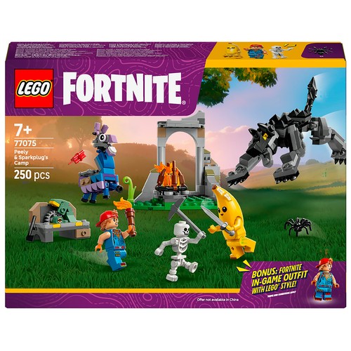 LEGO Fortnite 77075, Campamento de Banano y Bujía Set, 250 pcs +7 Años