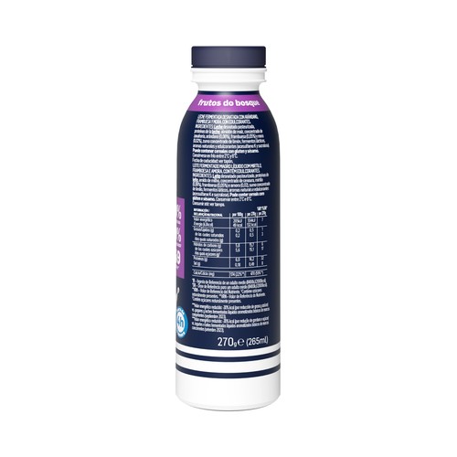 DANONE + Proteína Leche fermentada desnatada con frutos del bosque, edulcorantes y rica en proteinas 265 ml.