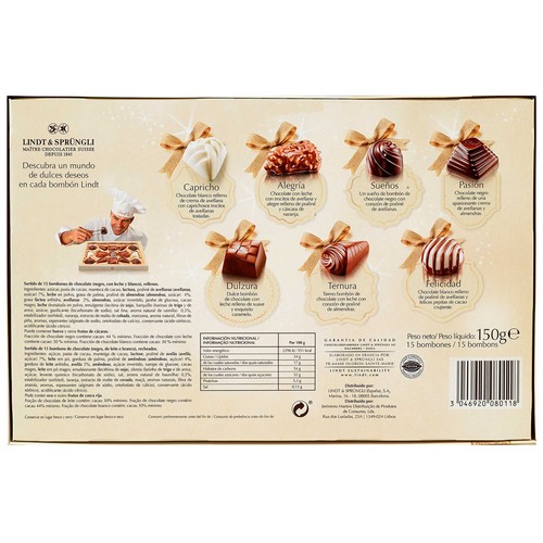 Surtido de bombones LINDT DULCES DESEOS 150 g.