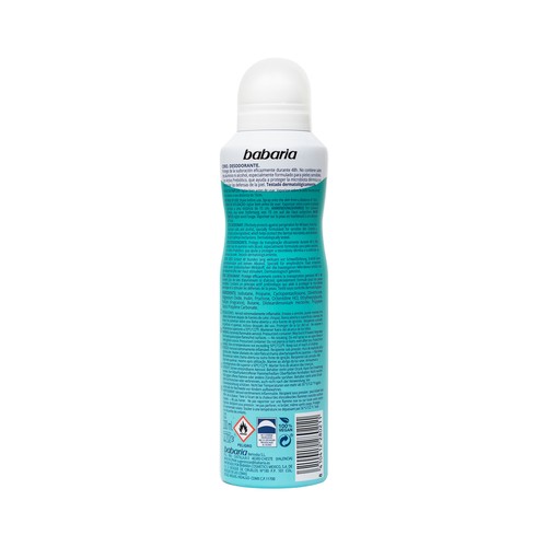 BABARIA Cero Desodorante en spray para mujer con acción antitranspirante hasta 48 horas, para pieles sensibles 200 ml.