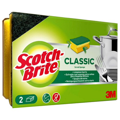 SCOTCH-BRITE Classic Estropajo de fibra con esponja especial salvauñas 2 uds.
