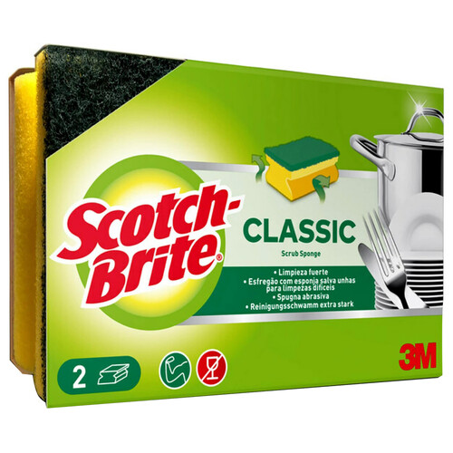 Estropajo de fibra con esponja especial salvauñas SCOTCH BRITE Duplo 2 uds.