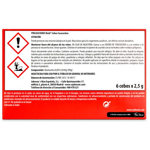 RAID Cebo para cucarachas 6uds